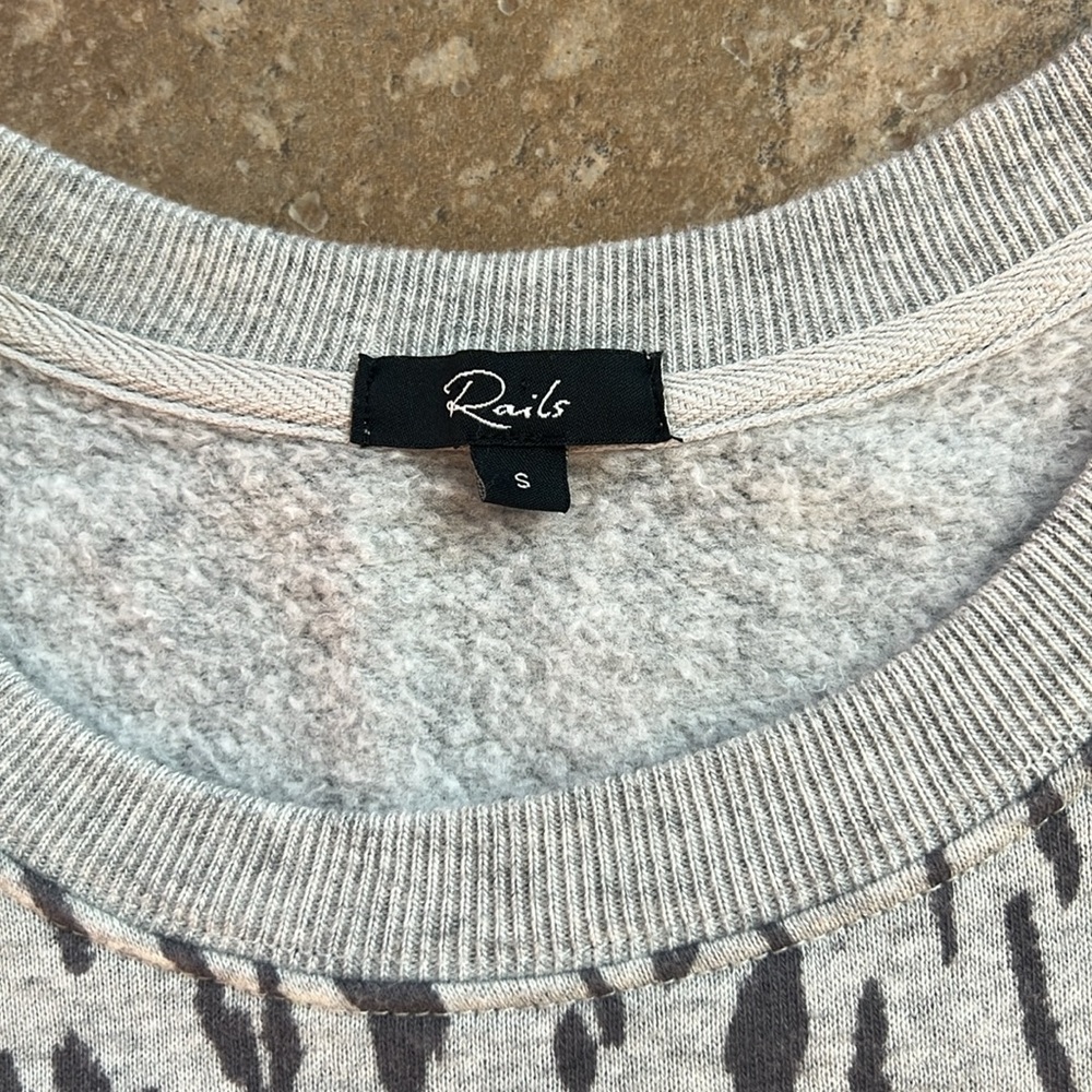 Rails Marlo Gray Abstract Cheetah Pullover Sweate… - image 4